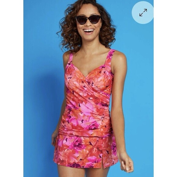 MIRACLESUIT x TALBOTS SANIBEL BLENDED FLORAL TANKINI Light Control Size 8 - Picture 3 of 15